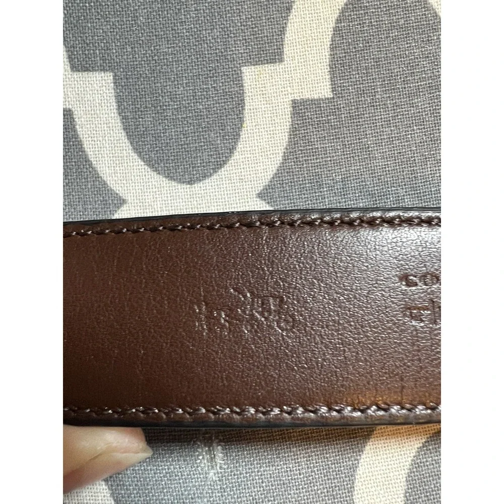 NWT Men's Coach Belt Leather Chocolate‎ Brown with silver buckle